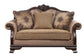 ACME Chateau De Ville Loveseat w/3 Pillows, Fabric & Espresso Finish FredCo