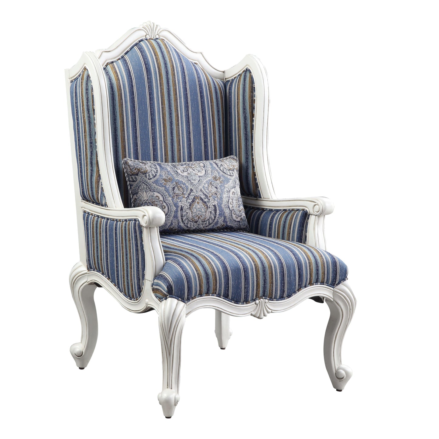 ACME Ciddrenar Chair w/pillow, Fabric & White Finish FredCo