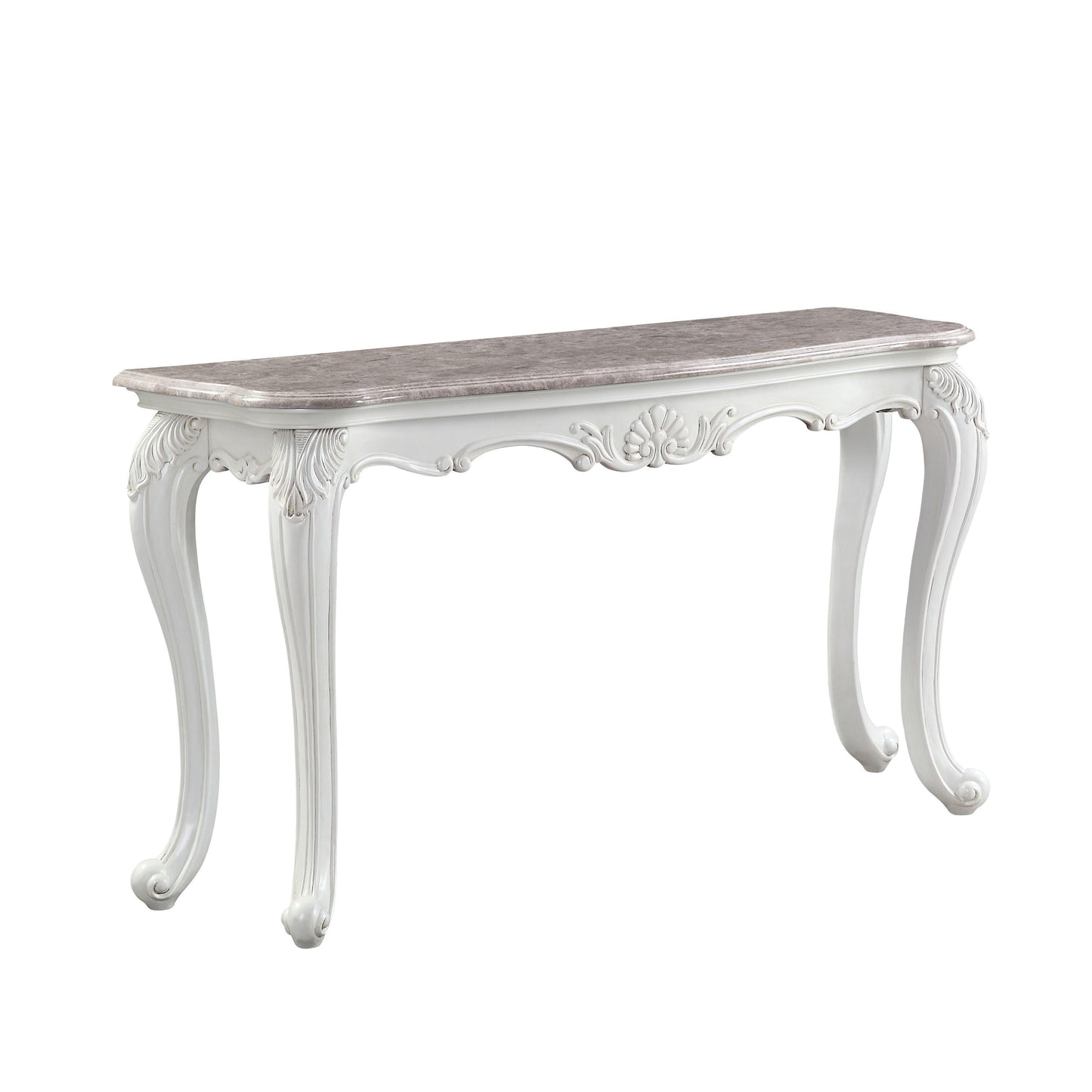 ACME Ciddrenar Sofa Table, Marble Top & White Finish FredCo
