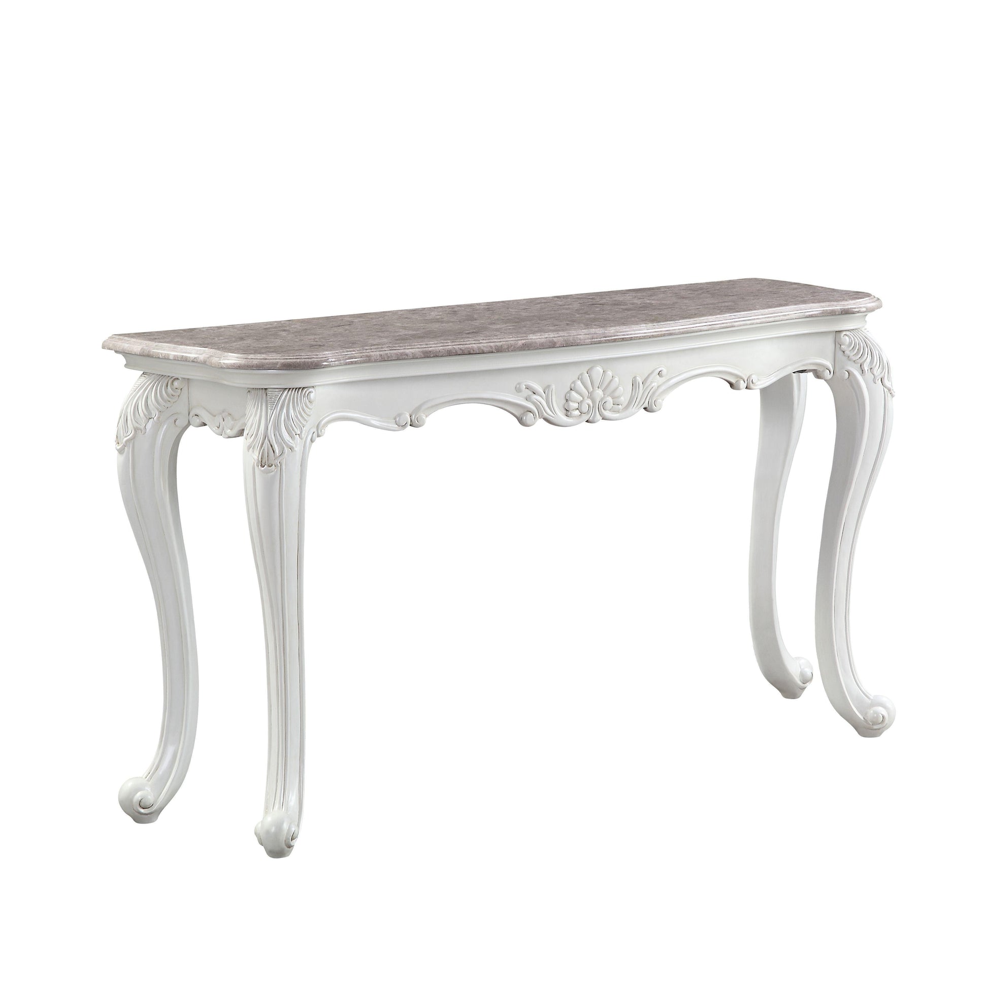 ACME Ciddrenar Sofa Table, Marble Top & White Finish FredCo
