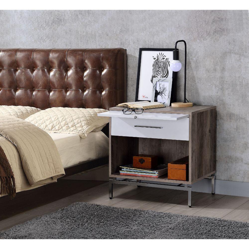 ACME Cistus Accent Table, Weathered Gray Oak & White FredCo