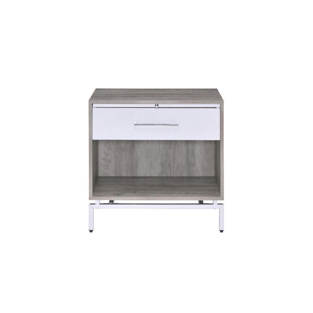 ACME Cistus Accent Table, Weathered Gray Oak & White FredCo