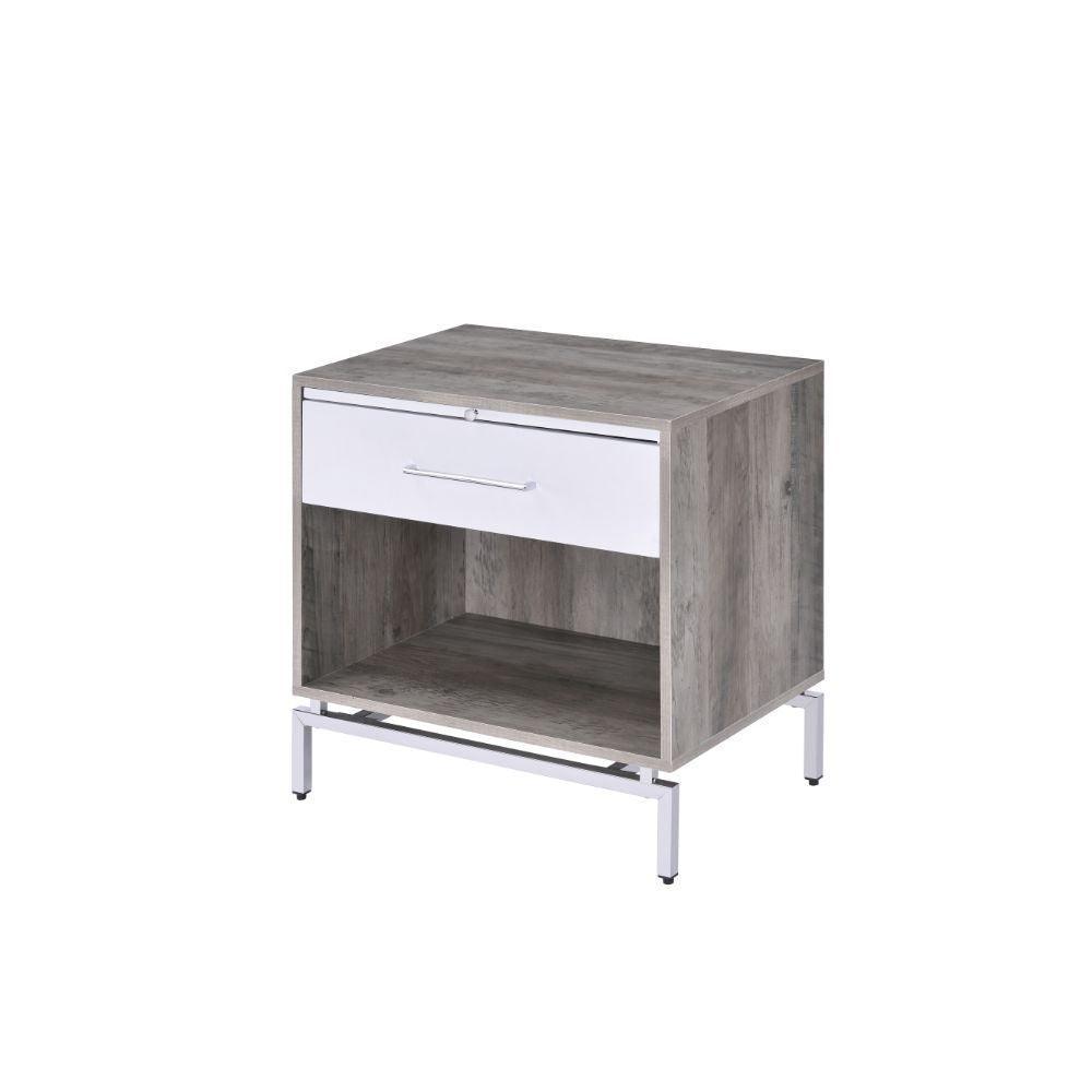 ACME Cistus Accent Table, Weathered Gray Oak & White FredCo