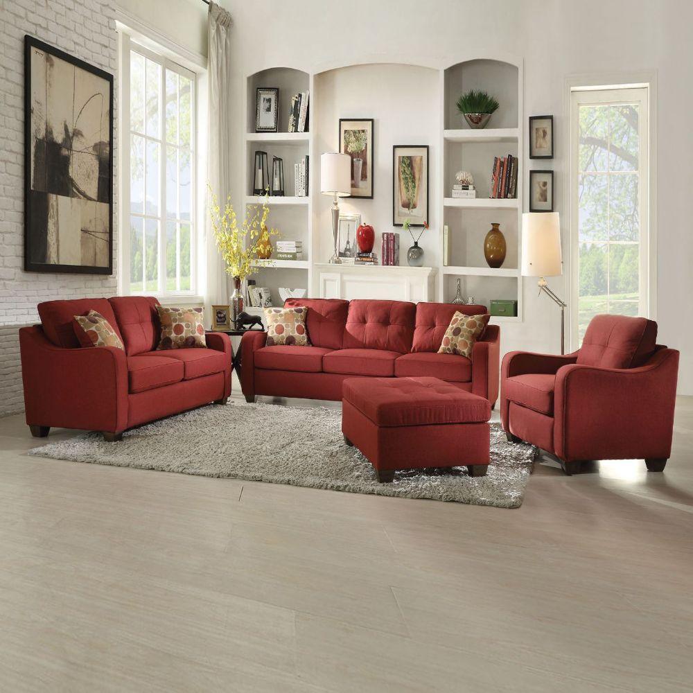 ACME Cleavon II Sofa w/2 Pillows, Red Linen FredCo