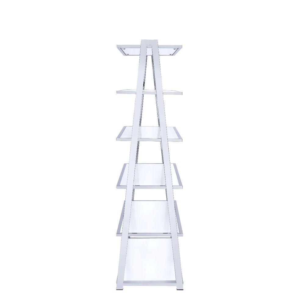 ACME Coleen Bookshelf, White High Gloss & Chrome 92455 FredCo