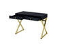 ACME Coleen Built-in USB Port Writing Desk, Black & Brass Finish FredCo
