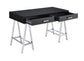 ACME Coleen Built-in USB Port Writing Desk, Black High Gloss & Chrome Finish FredCo