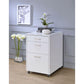 ACME Coleen File Cabinet, White High Gloss & Chrome FredCo