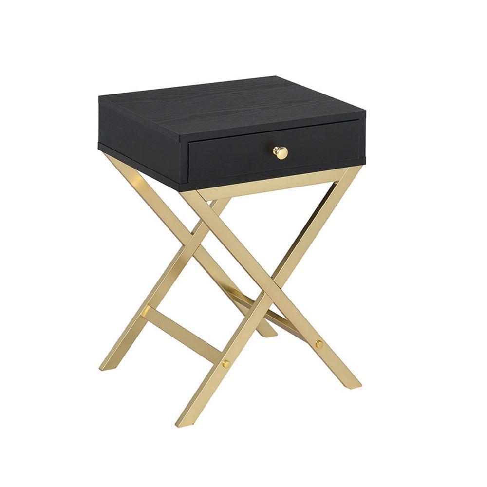 ACME Coleen Side Table, Black & Brass FredCo