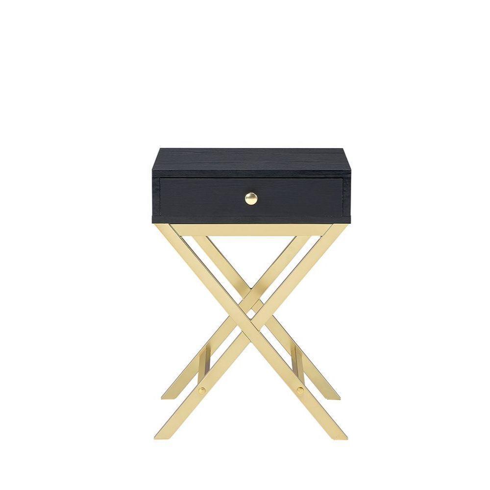 ACME Coleen Side Table, Black & Brass FredCo