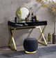 ACME Coleen Vanity Desk w/Mirror & Jewelry Tray, Black & Gold Finish FredCo