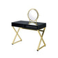 ACME Coleen Vanity Desk w/Mirror & Jewelry Tray, Black & Gold Finish FredCo