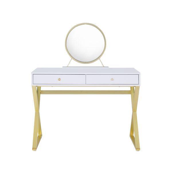 ACME Coleen Vanity Desk w/Mirror & Jewelry Tray, Chrome FredCo