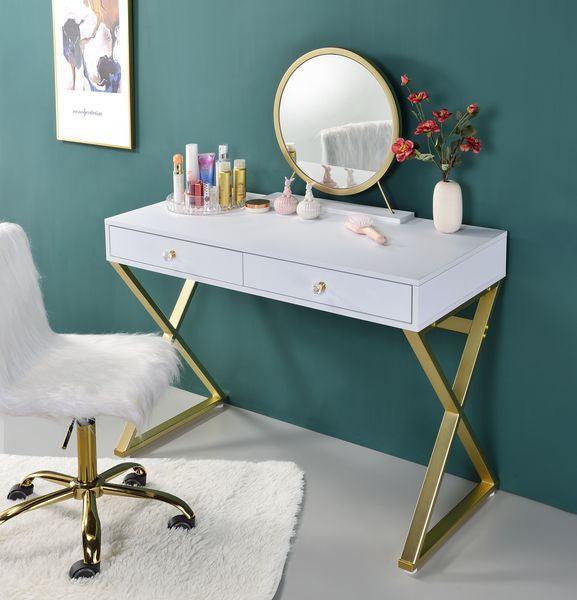 ACME Coleen Vanity Desk w/Mirror & Jewelry Tray, Chrome FredCo