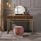 ACME Coleen Vanity Desk w/Mirror & Jewelry Tray, Walnut & Gold FredCo