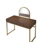 ACME Coleen Vanity Desk w/Mirror & Jewelry Tray, Walnut & Gold FredCo