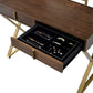 ACME Coleen Vanity Desk w/Mirror & Jewelry Tray, Walnut & Gold Finish FredCo