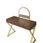 ACME Coleen Vanity Desk w/Mirror & Jewelry Tray, Walnut & Gold Finish FredCo