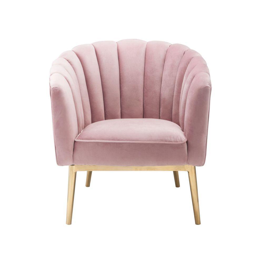 ACME Colla Accent Chair, Blush Pink Velvet & Gold FredCo