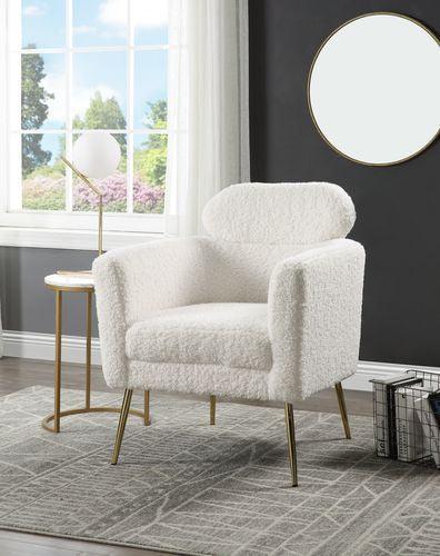 ACME Connock Accent Chair, White Faux Sherpa FredCo
