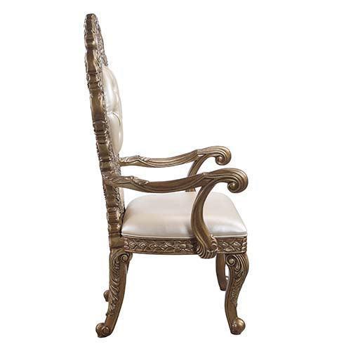 ACME Constantine Arm Chair (1Pc/1Ctn), PU, Brown & Gold Finish FredCo