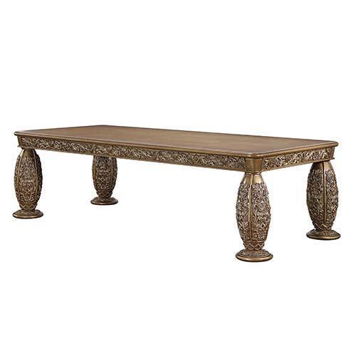 ACME Constantine Dining Table, Brown & Gold Finish FredCo