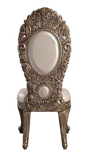 ACME Constantine Side Chair (2Pc), PU, Brown & Gold Finish DN00478 FredCo
