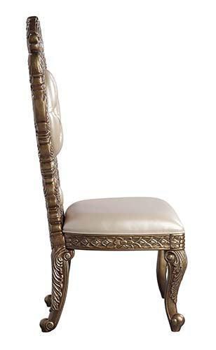 ACME Constantine Side Chair (2Pc), PU, Brown & Gold Finish DN00478 FredCo