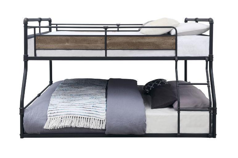 ACME Cordelia Full/Queen Bunk Bed, Antique Oak, Sandy Black & Dark Bronze Hand-Brushed Finish FredCo