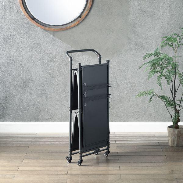 ACME Cordelia Serving Cart, Sandy Black, Dark Brone Hand-Brushed Finish FredCo