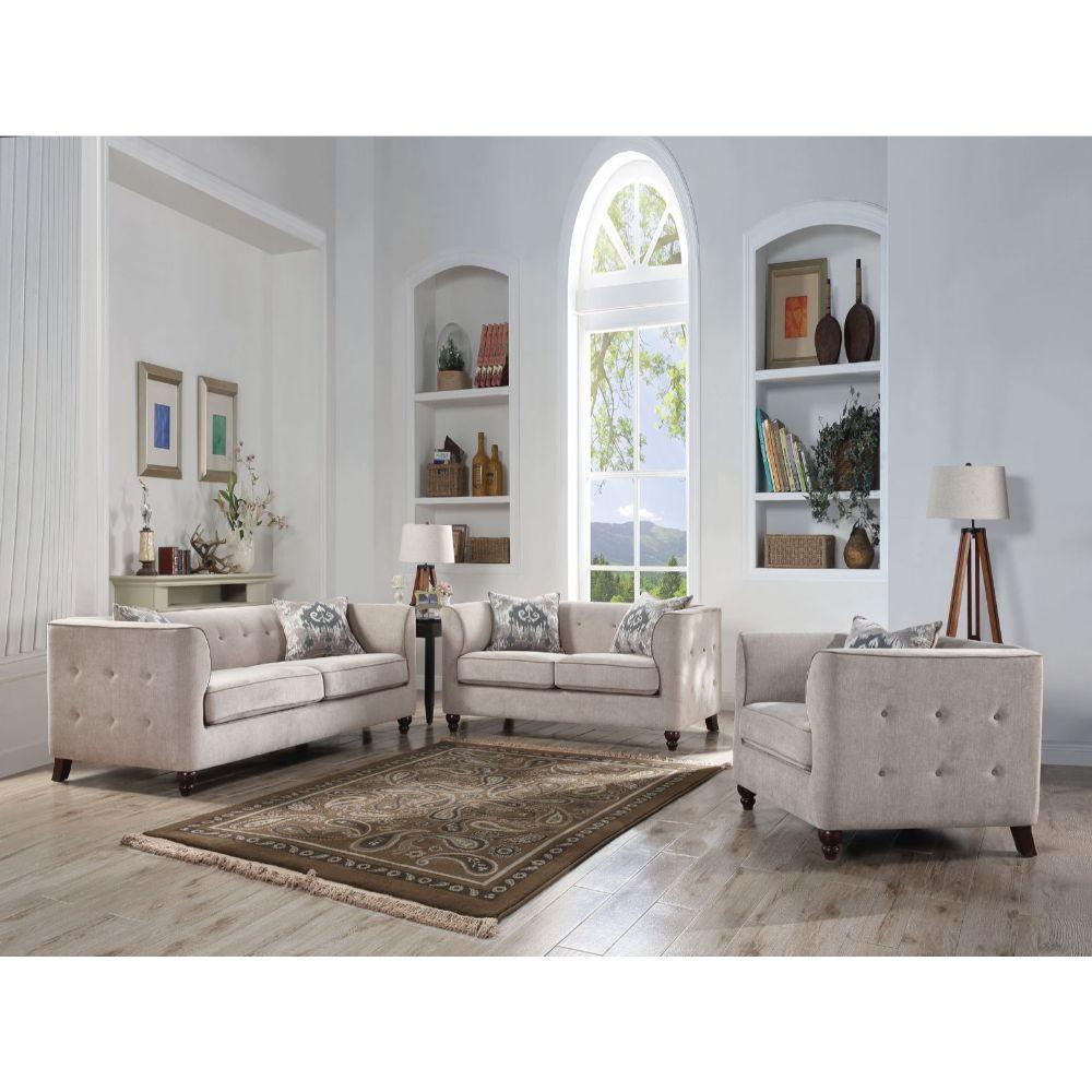ACME Cyndi Loveseat w/2 Pillows, Tan Velvet FredCo