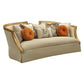 ACME Daesha Sofa w/8 Pillows, Tan Flannel & Antique Gold FredCo