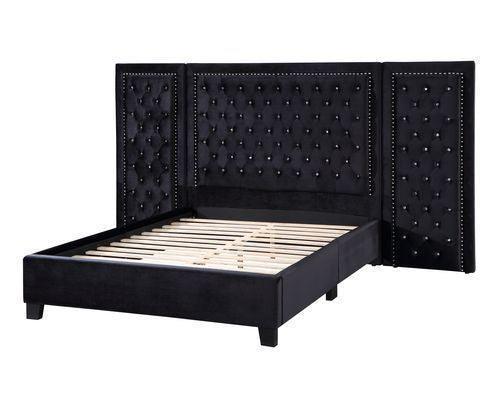 ACME Damazy Eastern King Bed, Black Velvet FredCo