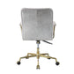 ACME Damir Office Chair, Vintage White Top Grain Leather & Chrome FredCo