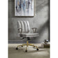 ACME Damir Office Chair, Vintage White Top Grain Leather & Chrome FredCo