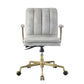 ACME Damir Office Chair, Vintage White Top Grain Leather & Chrome FredCo