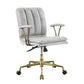 ACME Damir Office Chair, Vintage White Top Grain Leather & Chrome FredCo