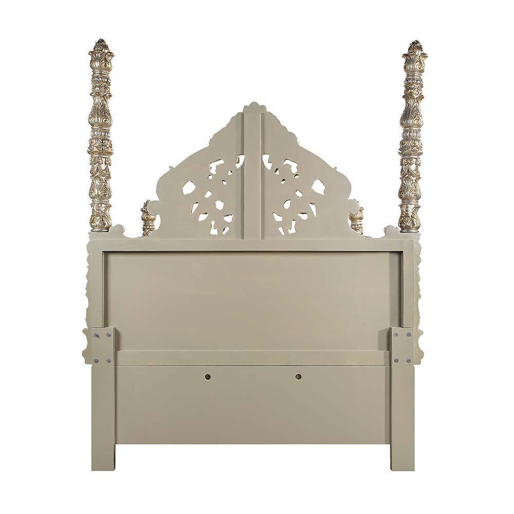 ACME Danae Eastern King Bed, PU, Champagne & Gold Finish FredCo