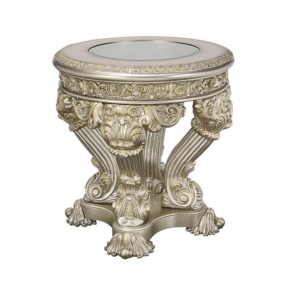 ACME Danae End Table, Champagne & Gold Finish FredCo