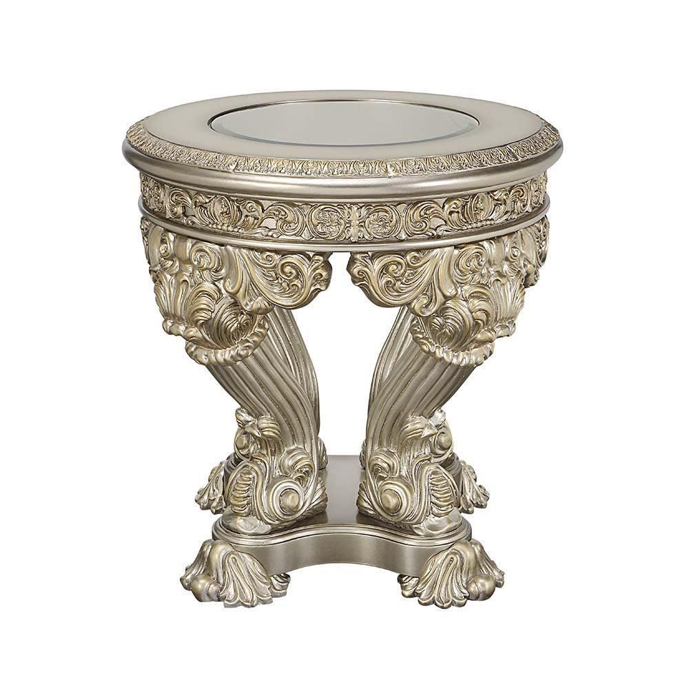 ACME Danae End Table, Champagne & Gold Finish FredCo