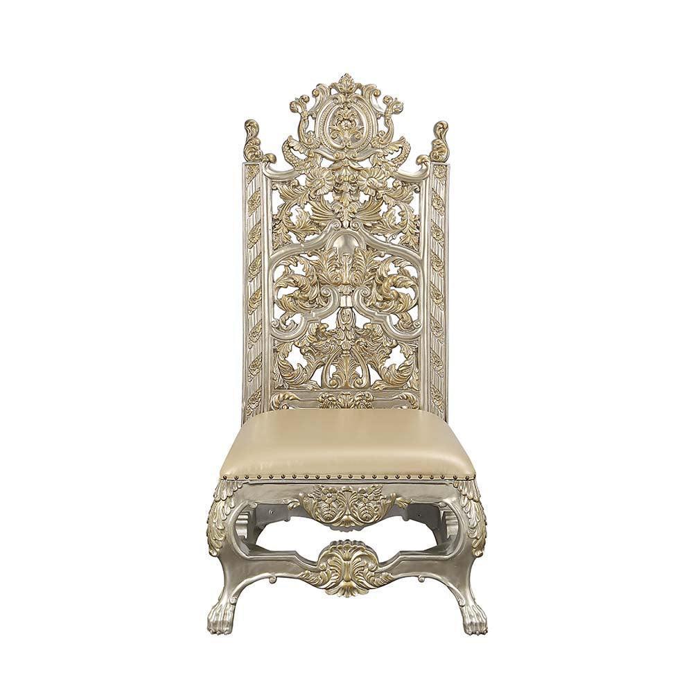 ACME Danae Side Chair (Set-2), PU, Champagne & Gold Finish FredCo