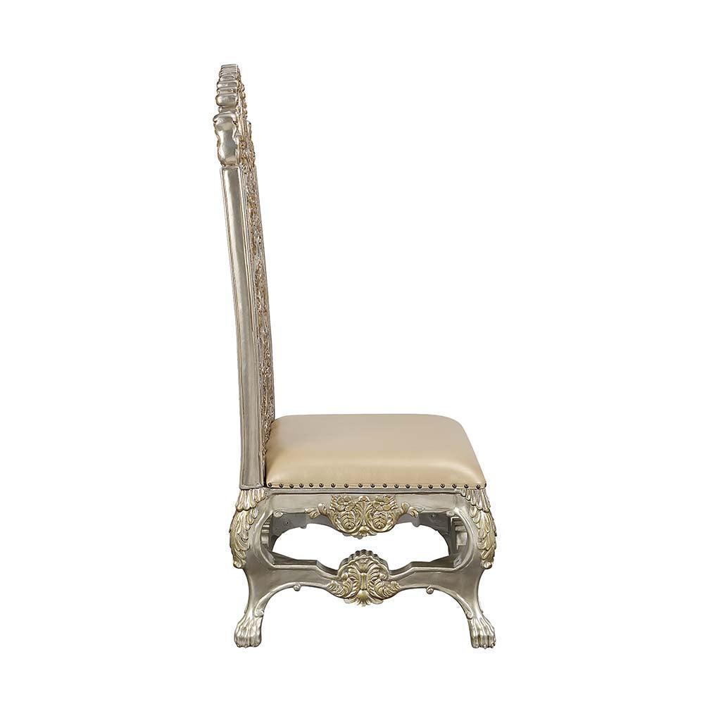 ACME Danae Side Chair (Set-2), PU, Champagne & Gold Finish FredCo