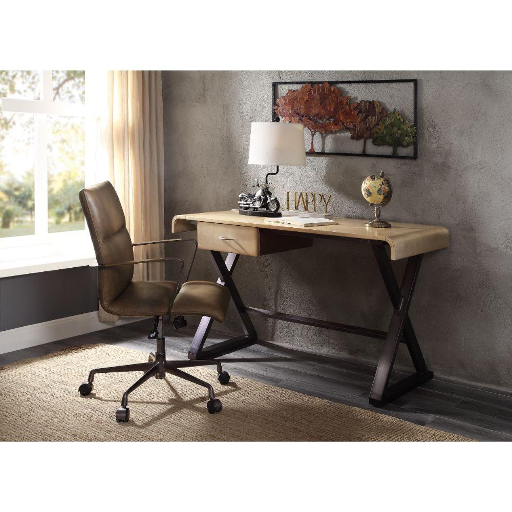 ACME Danton Desk, Gold Aluminum FredCo