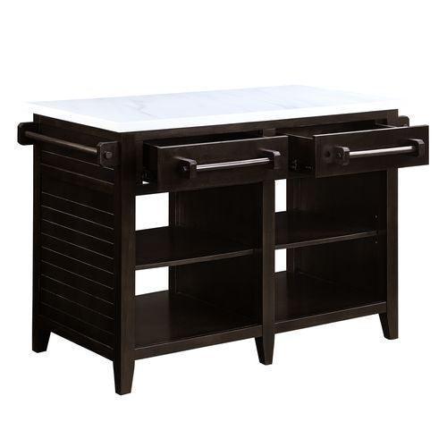 ACME Darwid Kitchen Island, Marble Top & Gray Finish FredCo