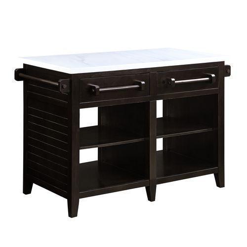 ACME Darwid Kitchen Island, Marble Top & Gray Finish FredCo