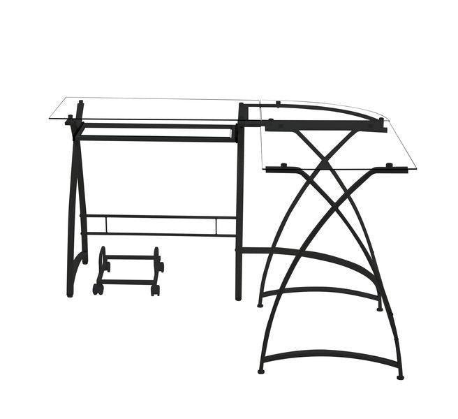 ACME Dazenus Computer Desk, Clear Glass & Black Finish FredCo