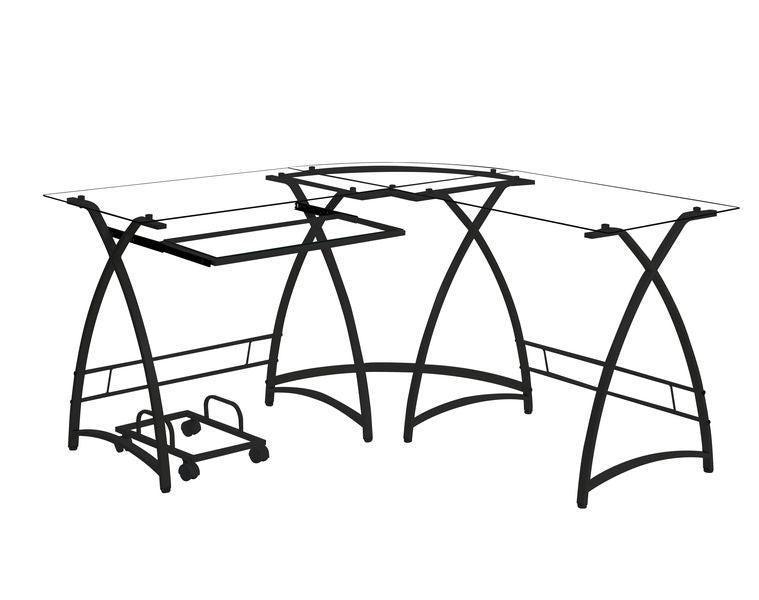 ACME Dazenus Computer Desk, Clear Glass & Black Finish FredCo