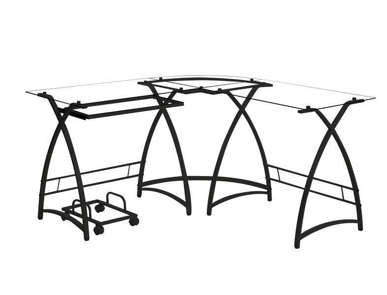 ACME Dazenus Computer Desk, Clear Glass & Black Finish FredCo