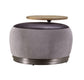 ACME Decapree Ottoman, Antique Slate Top Grain Leather & Gray Velvet FredCo