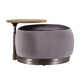 ACME Decapree Ottoman, Antique Slate Top Grain Leather & Gray Velvet FredCo